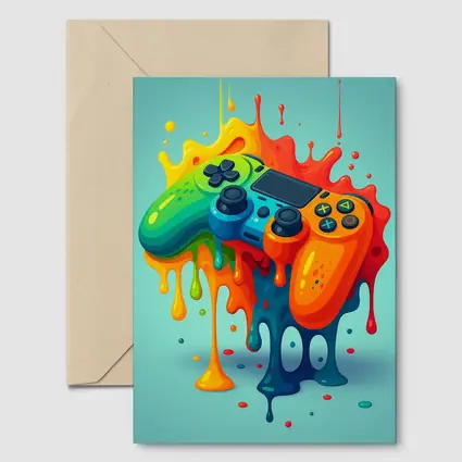 Colorful Gaming Controller Paint Splash Art