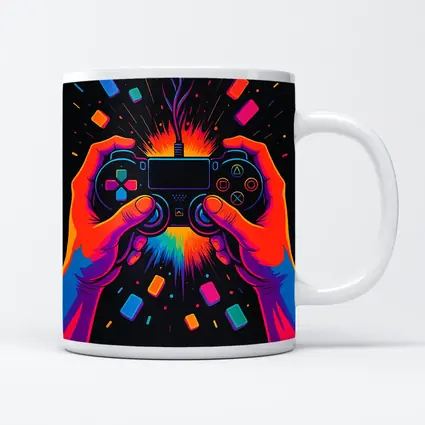 Neon Gaming Controller Hands Dark Background