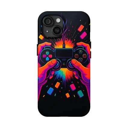 Neon Gaming Controller Hands Dark Background