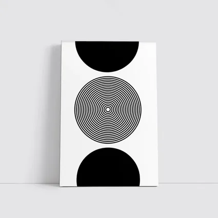 Black White Concentric Circles Minimalist Abstract Art