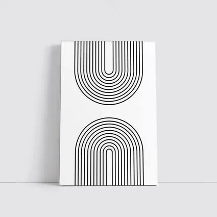 Black White Arch Lines Minimalist Geometric Art