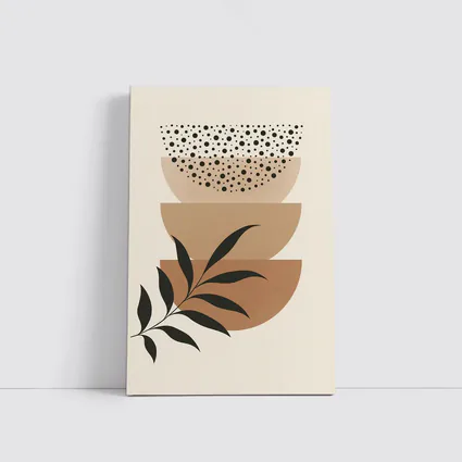 Boho Abstract Geometric Shapes With Leaf