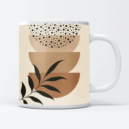 Boho Abstract Geometric Shapes With Leaf