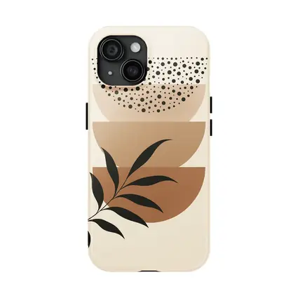 Boho Abstract Geometric Shapes With Leaf
