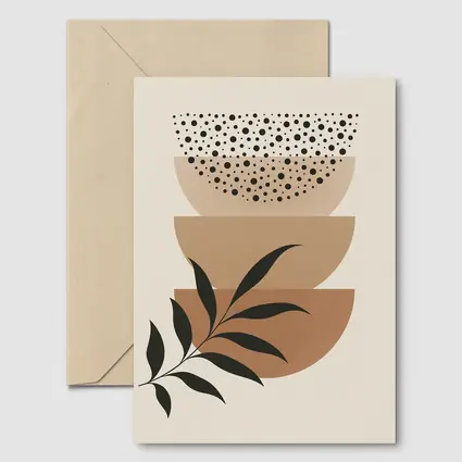 Boho Abstract Geometric Shapes With Leaf