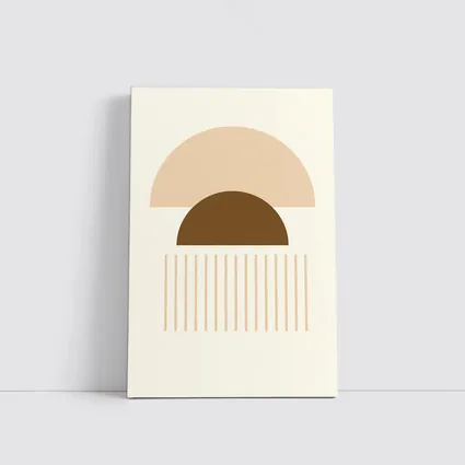 Boho Geometric Semicircles Abstract Beige Brown Art