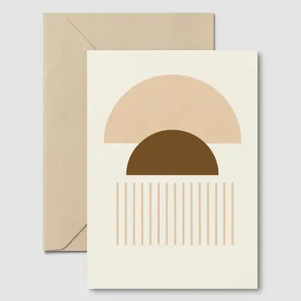 Boho Geometric Semicircles Abstract Beige Brown Art