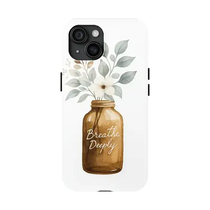 Breathe Deeply Mason Jar Watercolor Floral