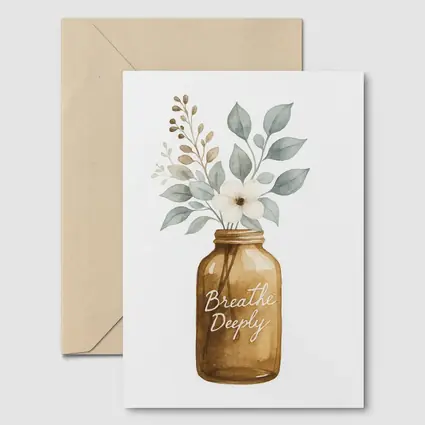 Breathe Deeply Mason Jar Watercolor Floral