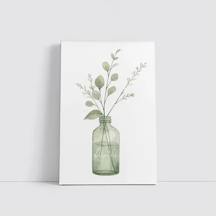 Watercolor Eucalyptus Branches Glass Jar Breathe