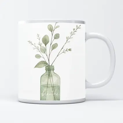 Watercolor Eucalyptus Branches Glass Jar Breathe