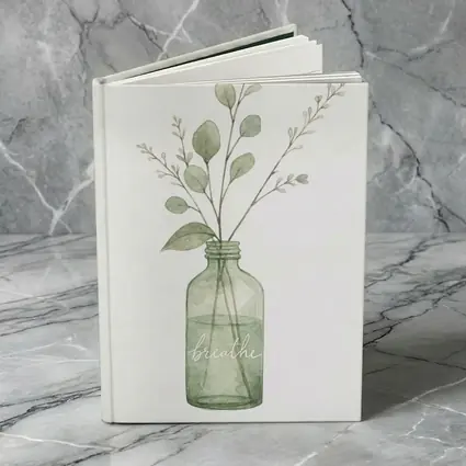 Watercolor Eucalyptus Branches Glass Jar Breathe