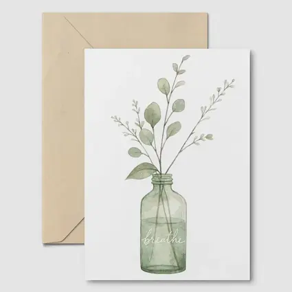 Watercolor Eucalyptus Branches Glass Jar Breathe