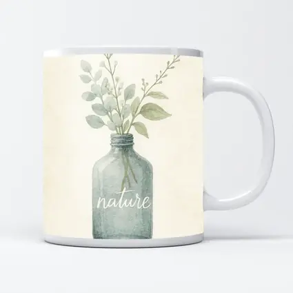 Watercolor Nature Bottle Eucalyptus Botanical Art