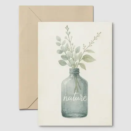 Watercolor Nature Bottle Eucalyptus Botanical Art