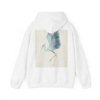 Blue Heron Dancing Watercolor Beige Background