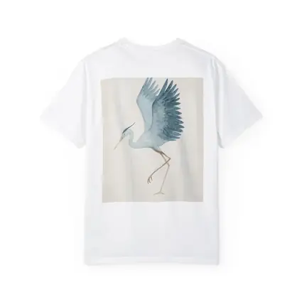 Blue Heron Dancing Watercolor Beige Background