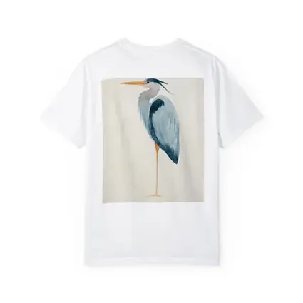 Great Blue Heron Watercolor Beige Background