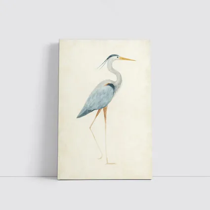 Great Blue Heron Watercolor Beige Background