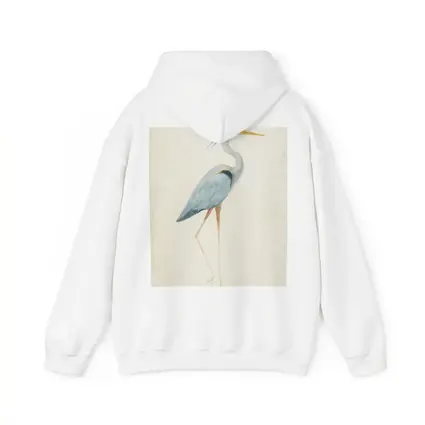 Great Blue Heron Watercolor Beige Background