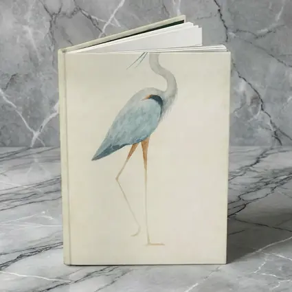 Great Blue Heron Watercolor Beige Background