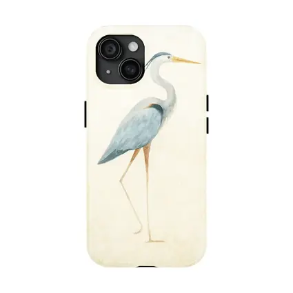 Great Blue Heron Watercolor Beige Background