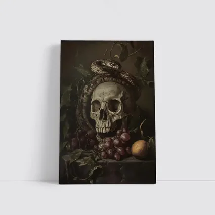 Skull Snake Still Life Dark Gothic Painting