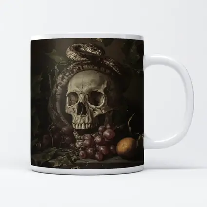 Skull Snake Still Life Dark Gothic Painting