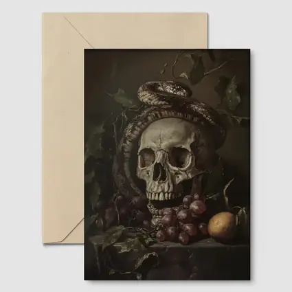 Skull Snake Still Life Dark Gothic Painting