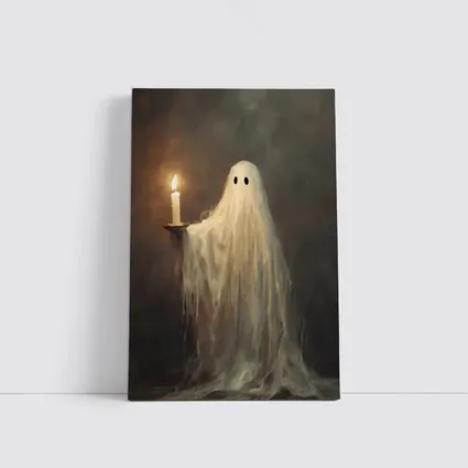 Ghost Holding Candle Oil Painting Dark