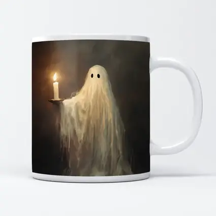 Ghost Holding Candle Oil Painting Dark