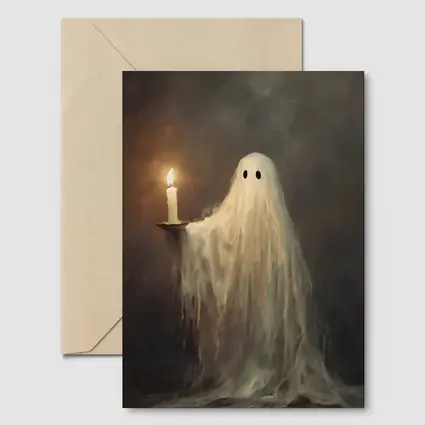 Ghost Holding Candle Oil Painting Dark