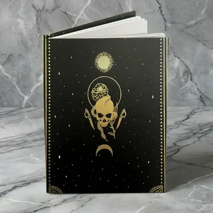 Gold Skull Sun Moon Black Mystical Art