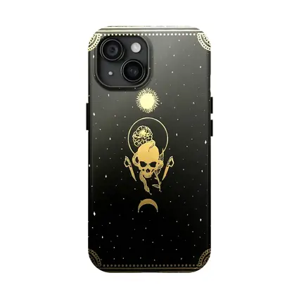 Gold Skull Sun Moon Black Mystical Art