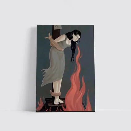 Woman Tied To Stake Fire Dark Art
