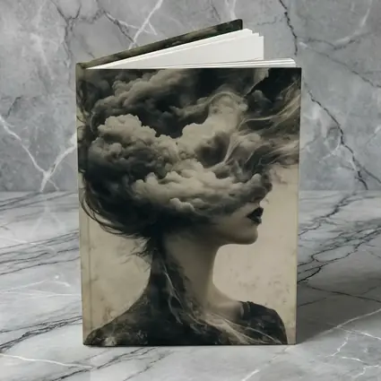 Woman Head Clouds Surreal Dark Sepia Art