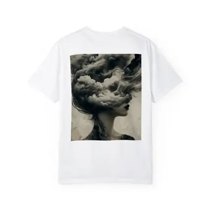 Woman Head Clouds Surreal Dark Sepia Art