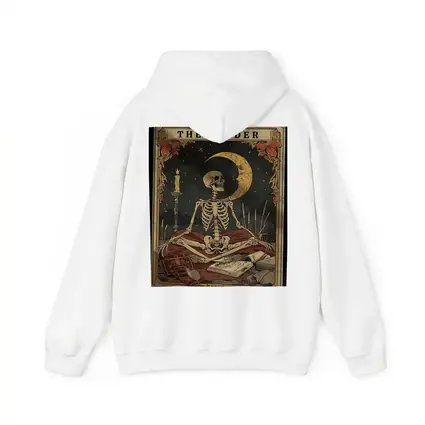 Skeleton Reader Tarot Card Crescent Moon Night