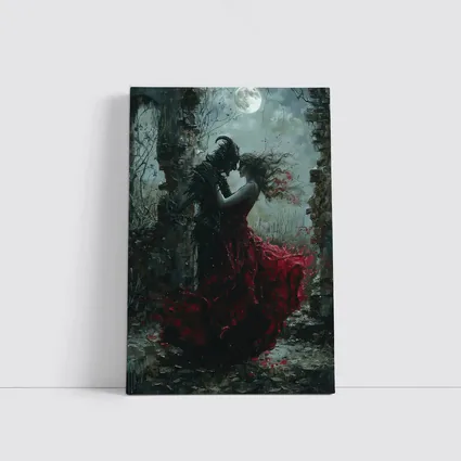 Dark Romance Demon Woman Red Dress Moonlight