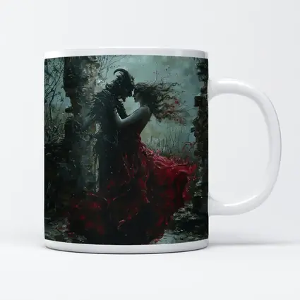 Dark Romance Demon Woman Red Dress Moonlight