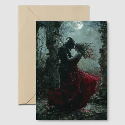 Dark Romance Demon Woman Red Dress Moonlight