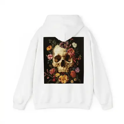 Skull With Colorful Flowers Dark Background