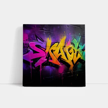 Colorful Graffiti Art Dark Brick Wall