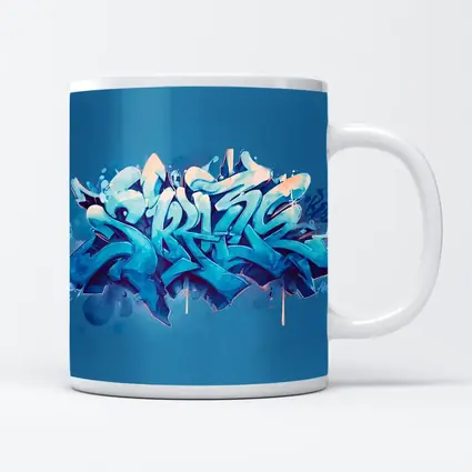 Blue Graffiti Street Art Bold Letters