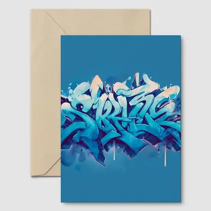 Blue Graffiti Street Art Bold Letters