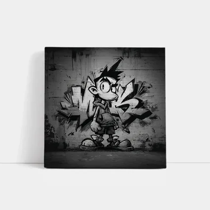 Graffiti Street Art Boy Black White Wall