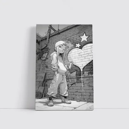 Anime Girl Graffiti Artist Urban Street Wall