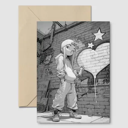 Anime Girl Graffiti Artist Urban Street Wall