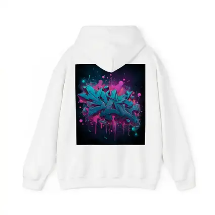Teal Graffiti Letters Pink Splash Dark Background