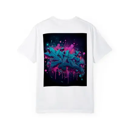 Teal Graffiti Letters Pink Splash Dark Background